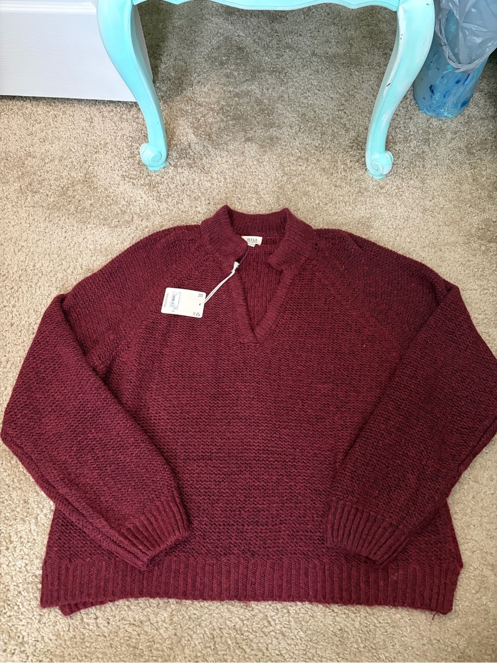 NWT a.n.a. Burgundy Knit Pullover Sweater